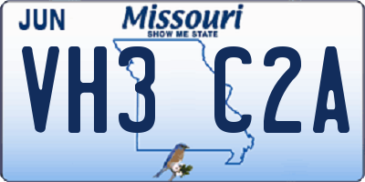 MO license plate VH3C2A