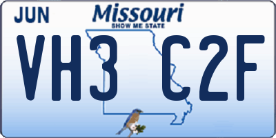 MO license plate VH3C2F