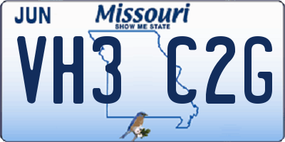 MO license plate VH3C2G