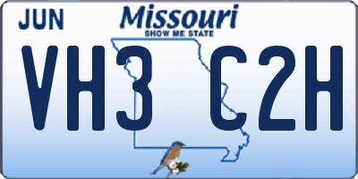 MO license plate VH3C2H