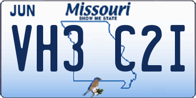 MO license plate VH3C2I