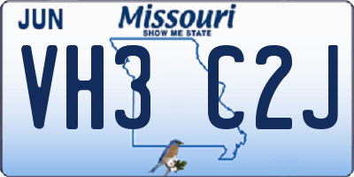 MO license plate VH3C2J