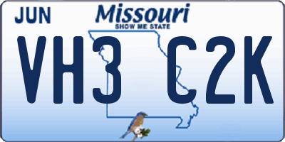 MO license plate VH3C2K