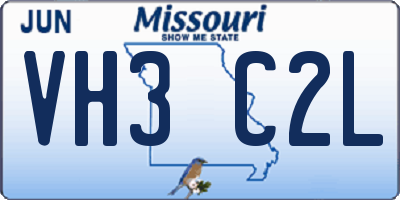 MO license plate VH3C2L
