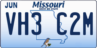 MO license plate VH3C2M