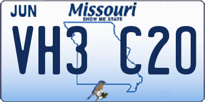 MO license plate VH3C2O