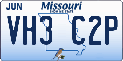 MO license plate VH3C2P