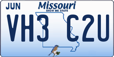 MO license plate VH3C2U
