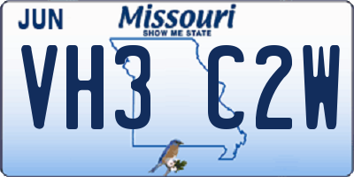 MO license plate VH3C2W