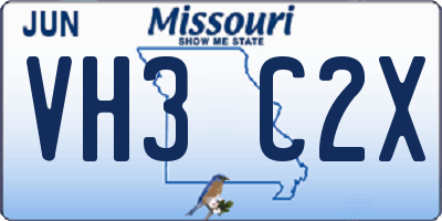 MO license plate VH3C2X