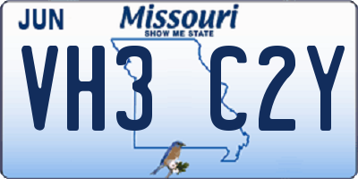 MO license plate VH3C2Y