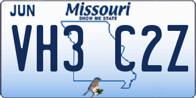 MO license plate VH3C2Z
