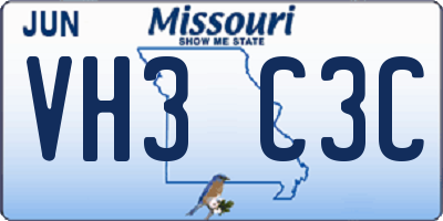 MO license plate VH3C3C