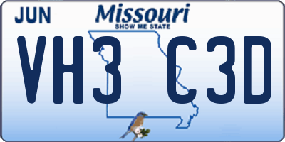 MO license plate VH3C3D