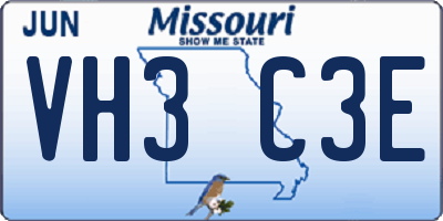 MO license plate VH3C3E