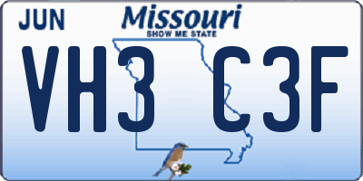 MO license plate VH3C3F