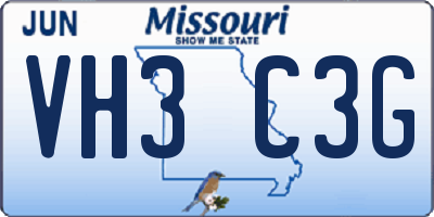 MO license plate VH3C3G