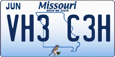 MO license plate VH3C3H