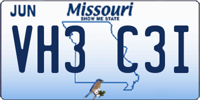 MO license plate VH3C3I