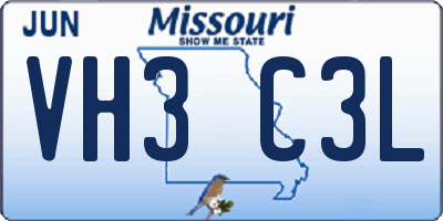 MO license plate VH3C3L