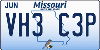 MO license plate VH3C3P