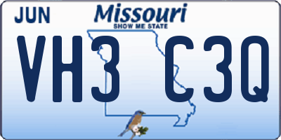 MO license plate VH3C3Q
