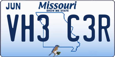 MO license plate VH3C3R