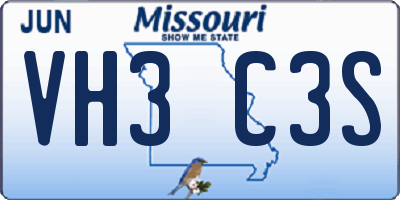 MO license plate VH3C3S
