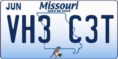 MO license plate VH3C3T