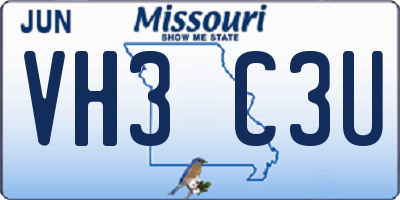 MO license plate VH3C3U