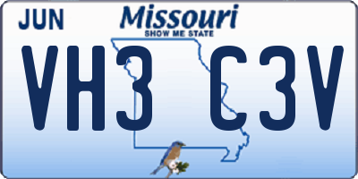 MO license plate VH3C3V