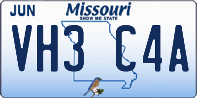 MO license plate VH3C4A