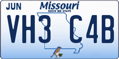 MO license plate VH3C4B