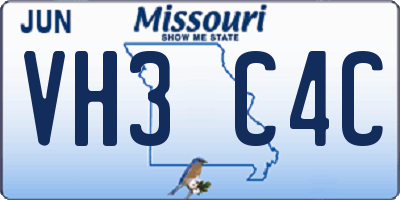MO license plate VH3C4C