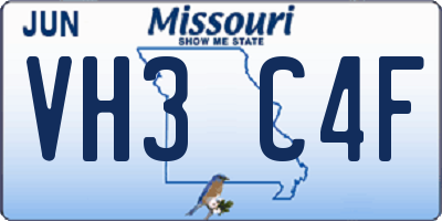 MO license plate VH3C4F