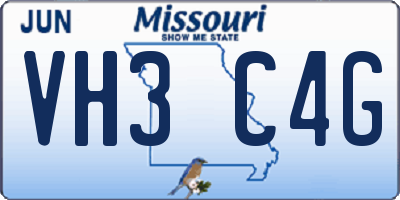 MO license plate VH3C4G