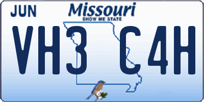 MO license plate VH3C4H
