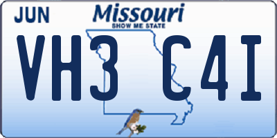 MO license plate VH3C4I