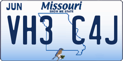 MO license plate VH3C4J