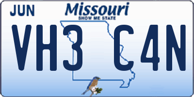 MO license plate VH3C4N