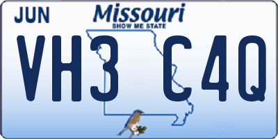 MO license plate VH3C4Q