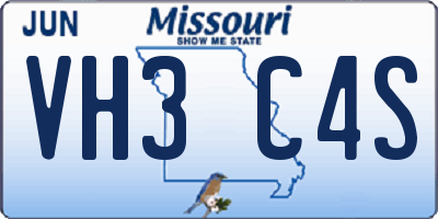 MO license plate VH3C4S