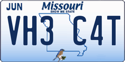 MO license plate VH3C4T