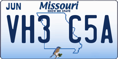 MO license plate VH3C5A