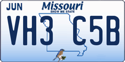MO license plate VH3C5B