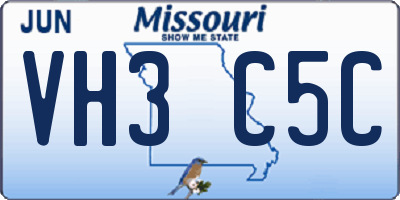 MO license plate VH3C5C