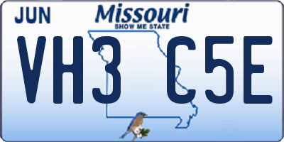 MO license plate VH3C5E