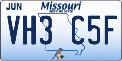 MO license plate VH3C5F