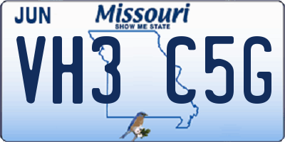 MO license plate VH3C5G