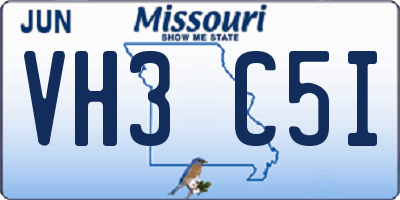 MO license plate VH3C5I